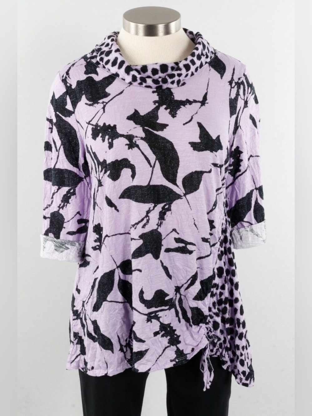 NWT Liv by Habitat Ruched Cowl Tunic - Lilac Size Large Maximalism